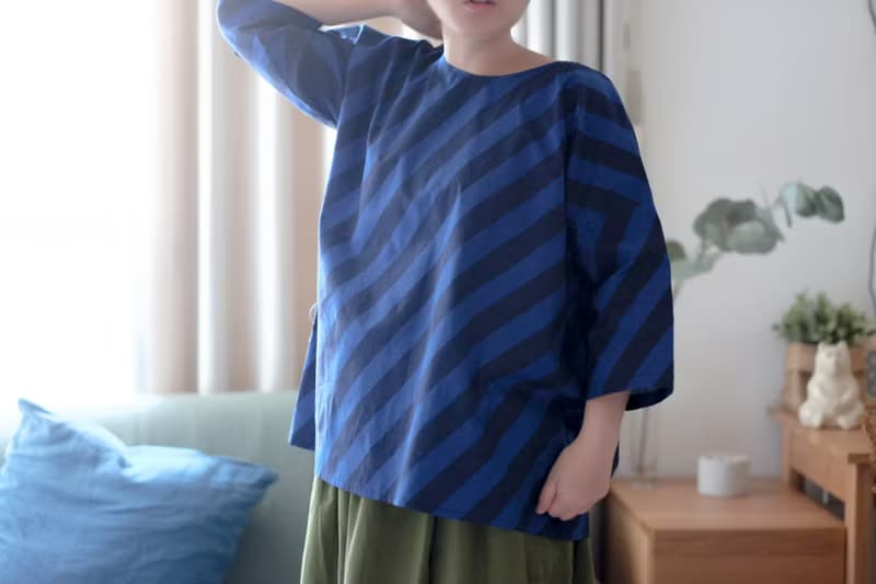 深藍斜紋 四方衣