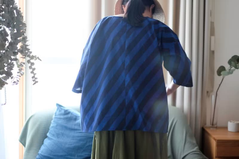 深藍斜紋 四方衣