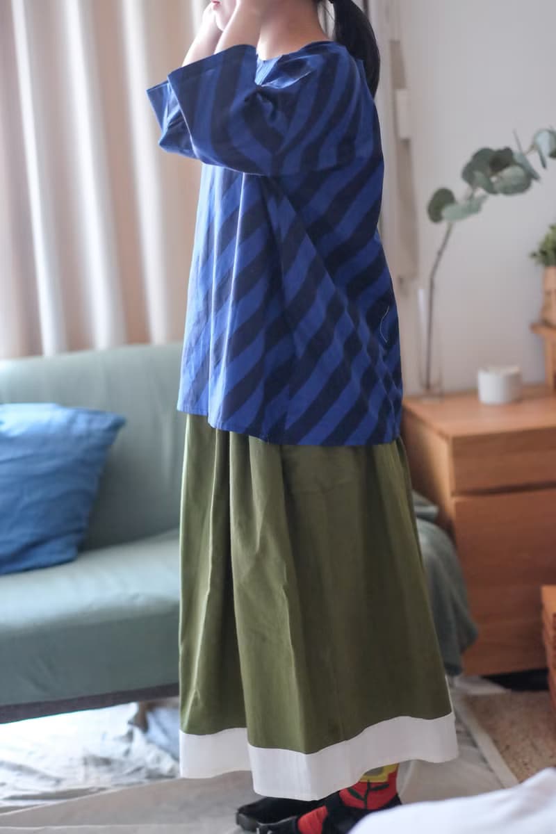 深藍斜紋 四方衣