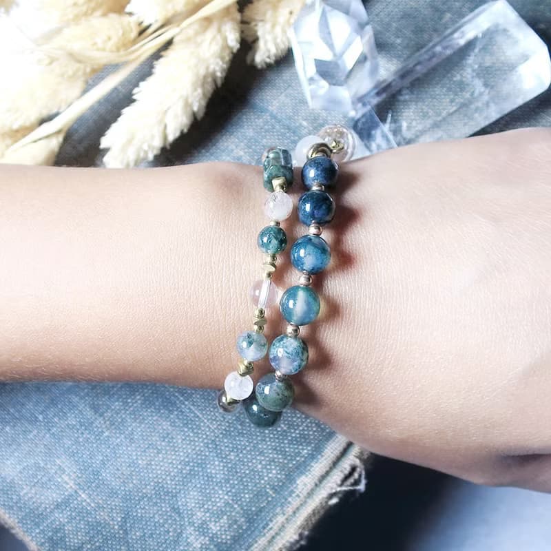 VIIART。 萬物生長。綠龍晶黑金超七黃銅手環