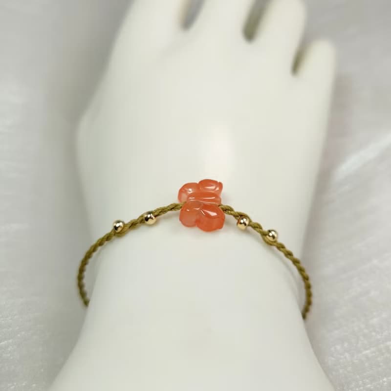 手鍊 紅瑪瑙 蝴蝶 包金 注金 蠟線 編織 手工 手作 手繩