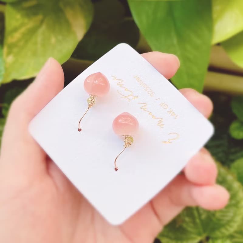 果汁系水蜜桃瑪瑙石胖嘟嘟項鍊