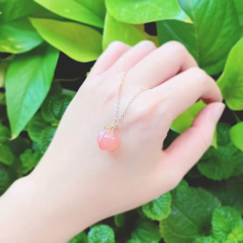 果汁系水蜜桃瑪瑙石胖嘟嘟項鍊