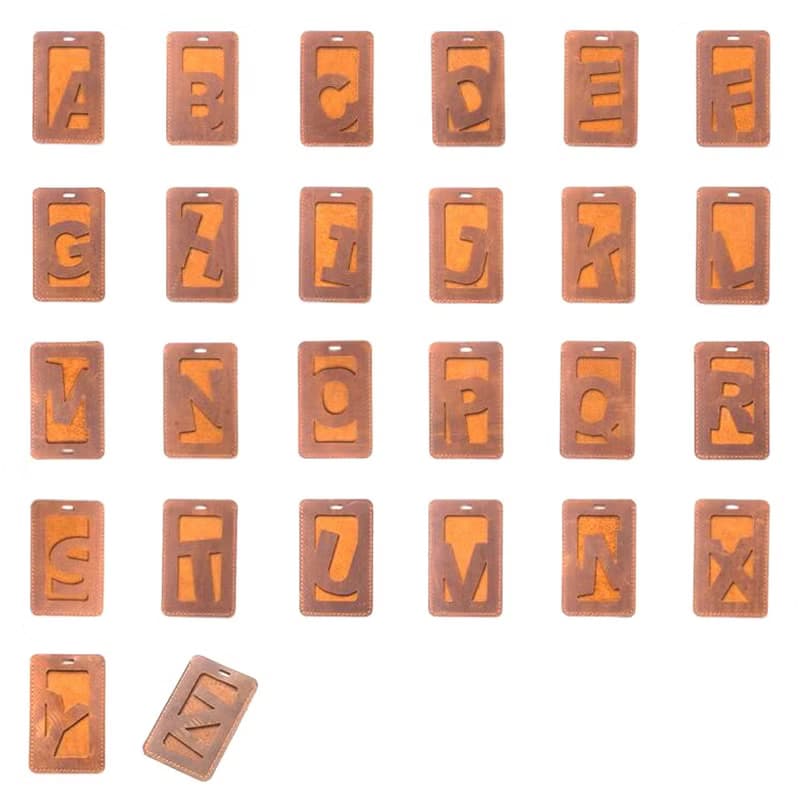 手縫皮革 英文密碼-透染牛皮字母直式卡套材料包  生日禮物 七夕