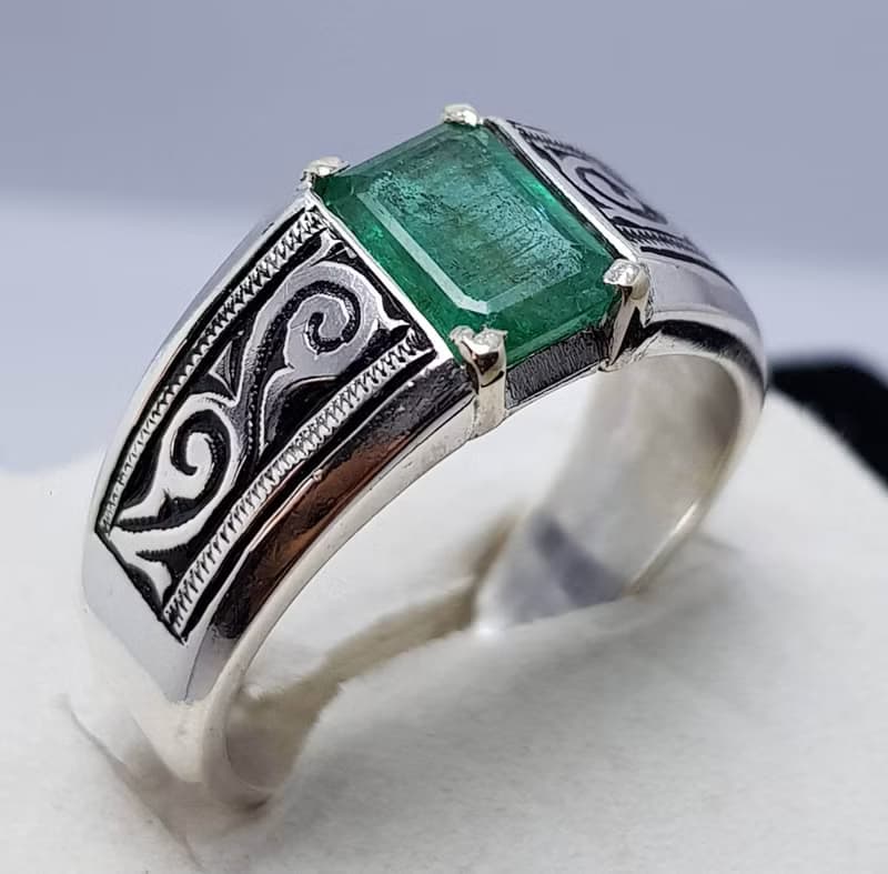 Natural Emerald Ring Unheated Untreated Green Emerald Ring Panjsher rich green