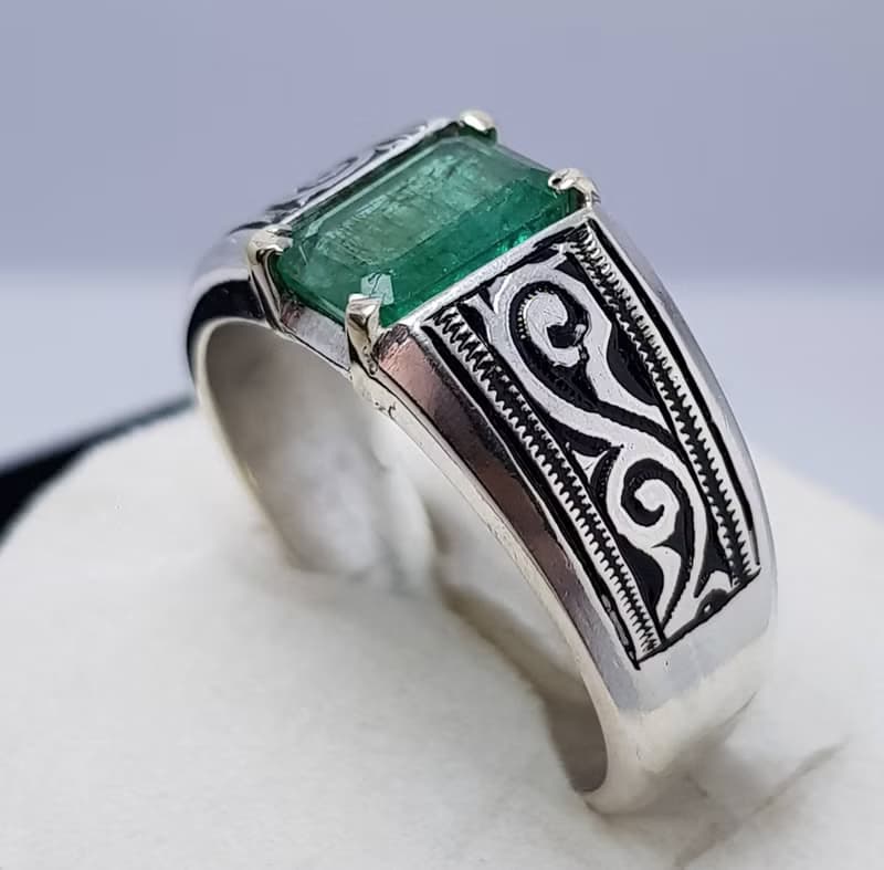 Natural Emerald Ring Unheated Untreated Green Emerald Ring Panjsher rich green