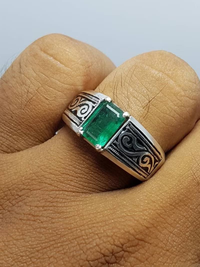 Natural Emerald Ring Unheated Untreated Green Emerald Ring Panjsher rich green