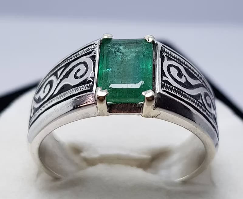 Natural Emerald Ring Unheated Untreated Green Emerald Ring Panjsher rich green