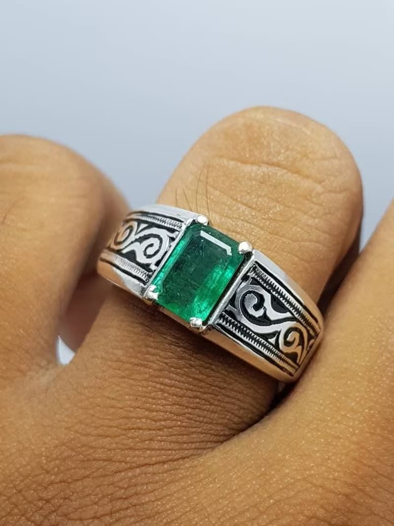 Natural Emerald Ring Unheated Untreated Green Emerald Ring Panjsher rich green