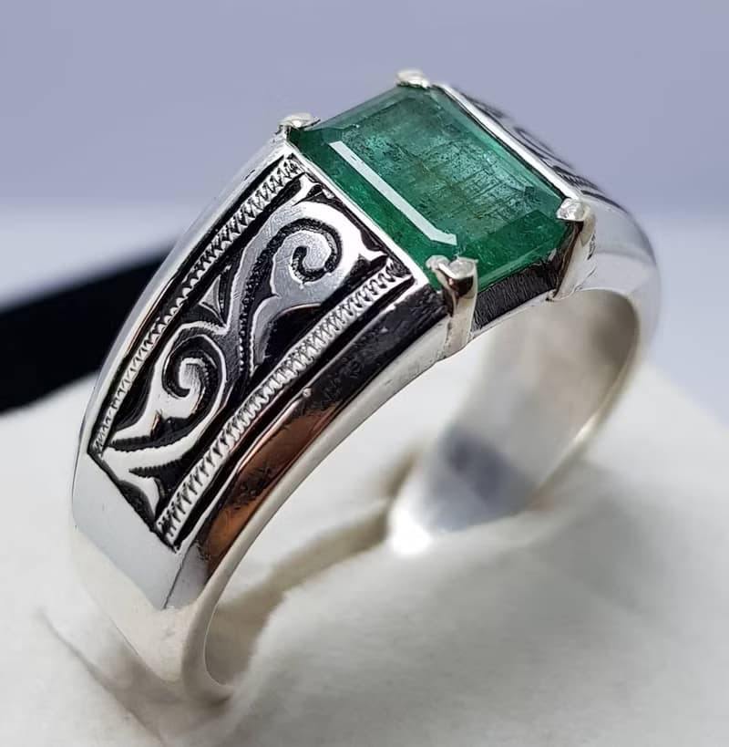 Natural Emerald Ring Unheated Untreated Green Emerald Ring Panjsher rich green