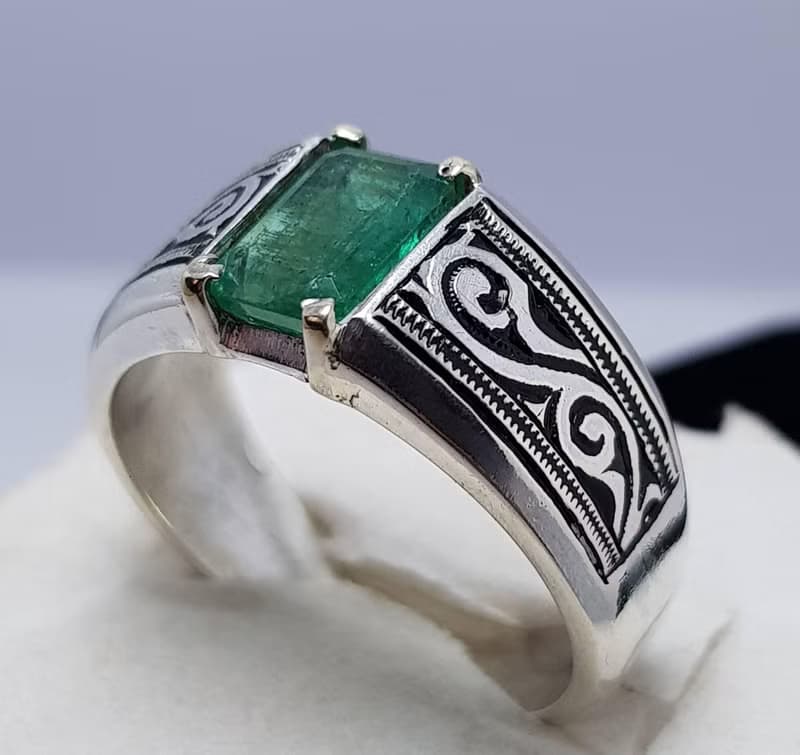 Natural Emerald Ring Unheated Untreated Green Emerald Ring Panjsher rich green