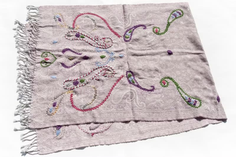 喀什米爾Cashmere/水煮羊毛披肩/針織圍巾/刺繡圍巾/羊絨披巾-花