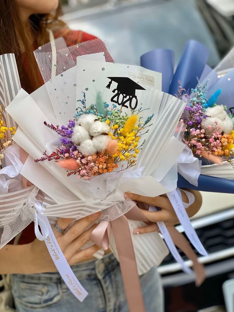 畢業花束 \彩虹滿天星\棉花花束 乾燥花束 畢業快樂