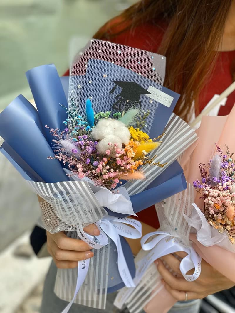 畢業花束 \彩虹滿天星\棉花花束 乾燥花束 畢業快樂