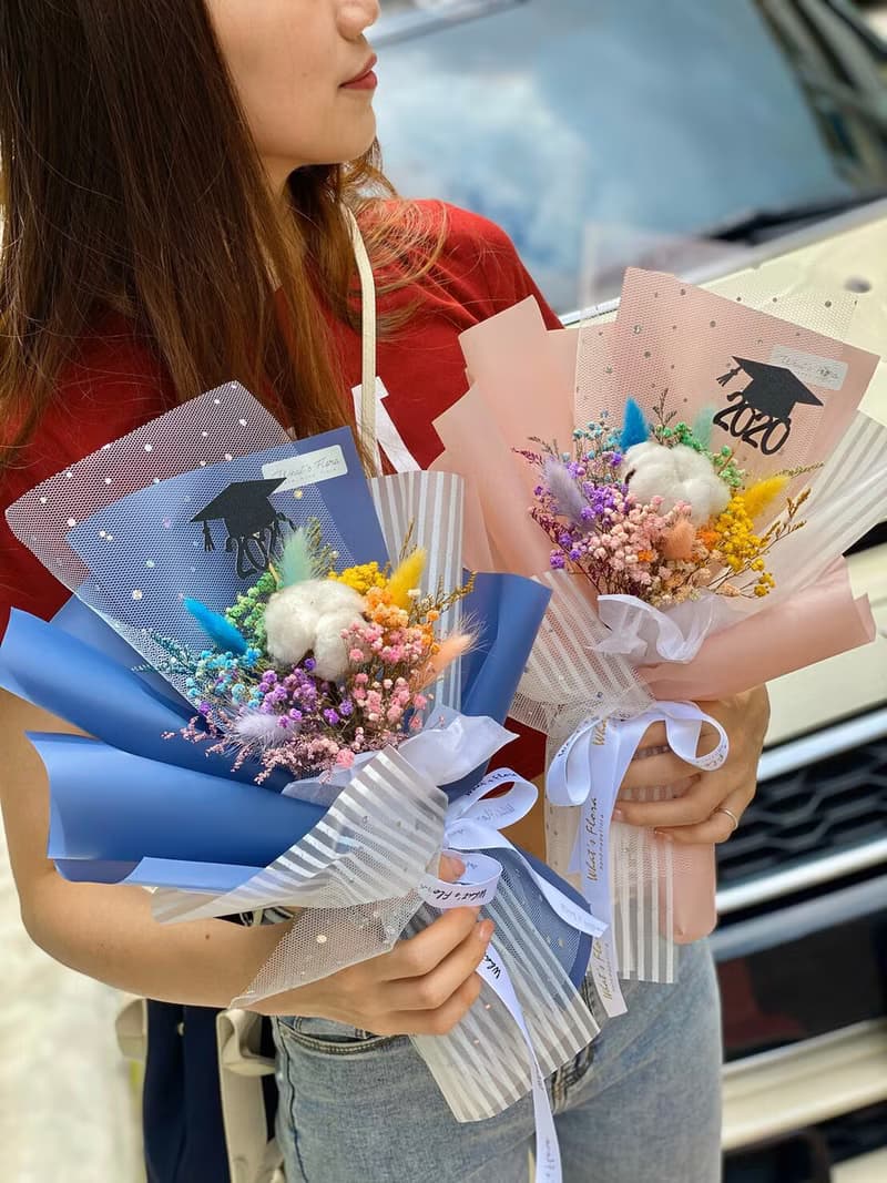畢業花束 \彩虹滿天星\棉花花束 乾燥花束 畢業快樂