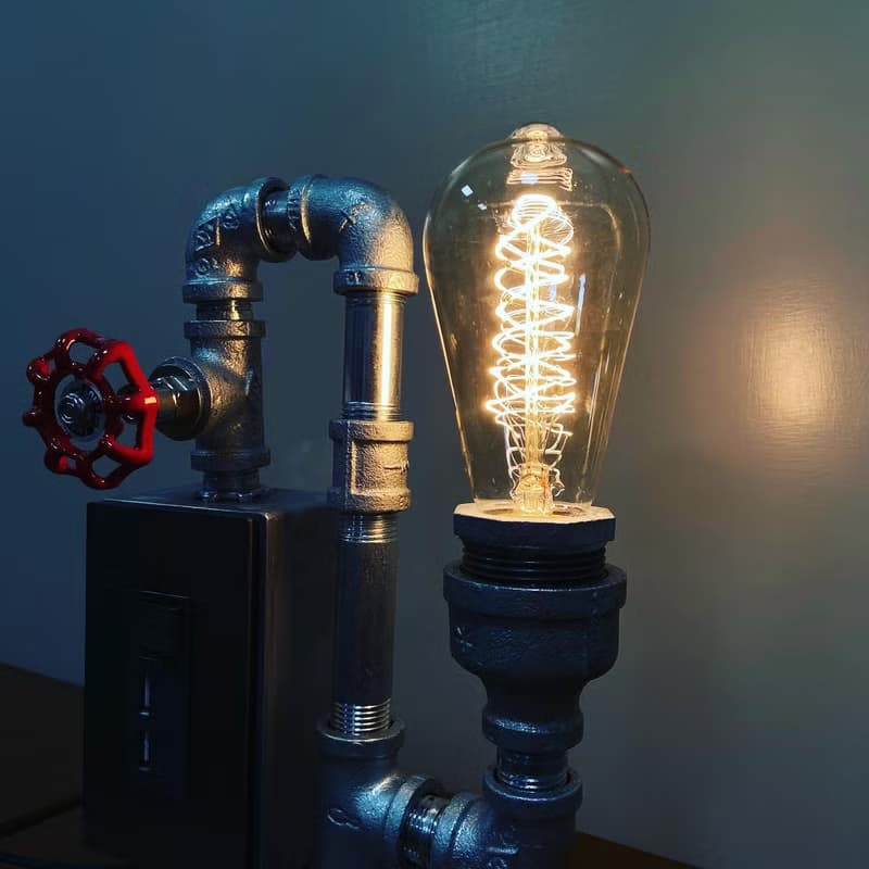 【送禮首選】手作USB充電鎢絲燈 工業風水管燈【機器人】