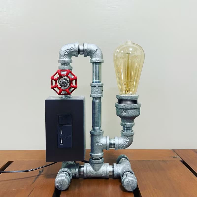 【送禮首選】手作USB充電鎢絲燈 工業風水管燈【機器人】