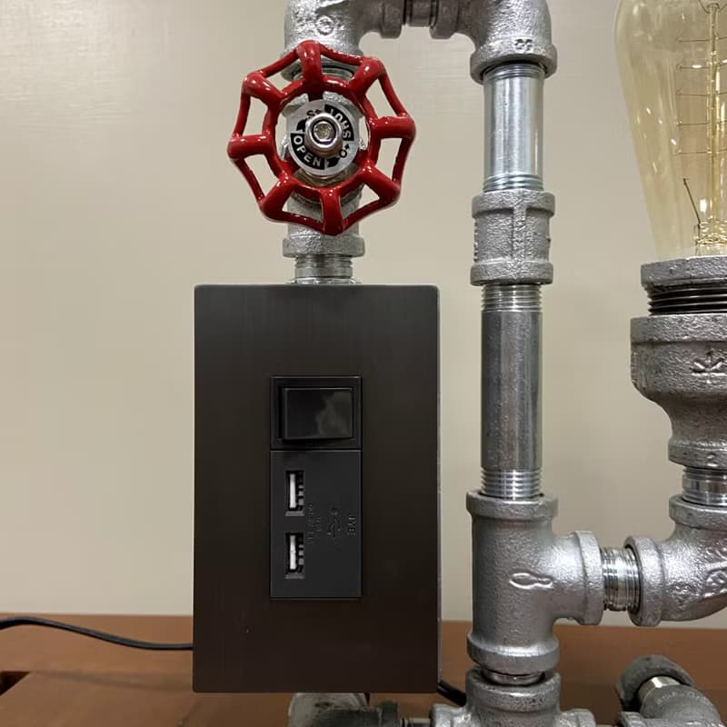 【送禮首選】手作USB充電鎢絲燈 工業風水管燈【機器人】