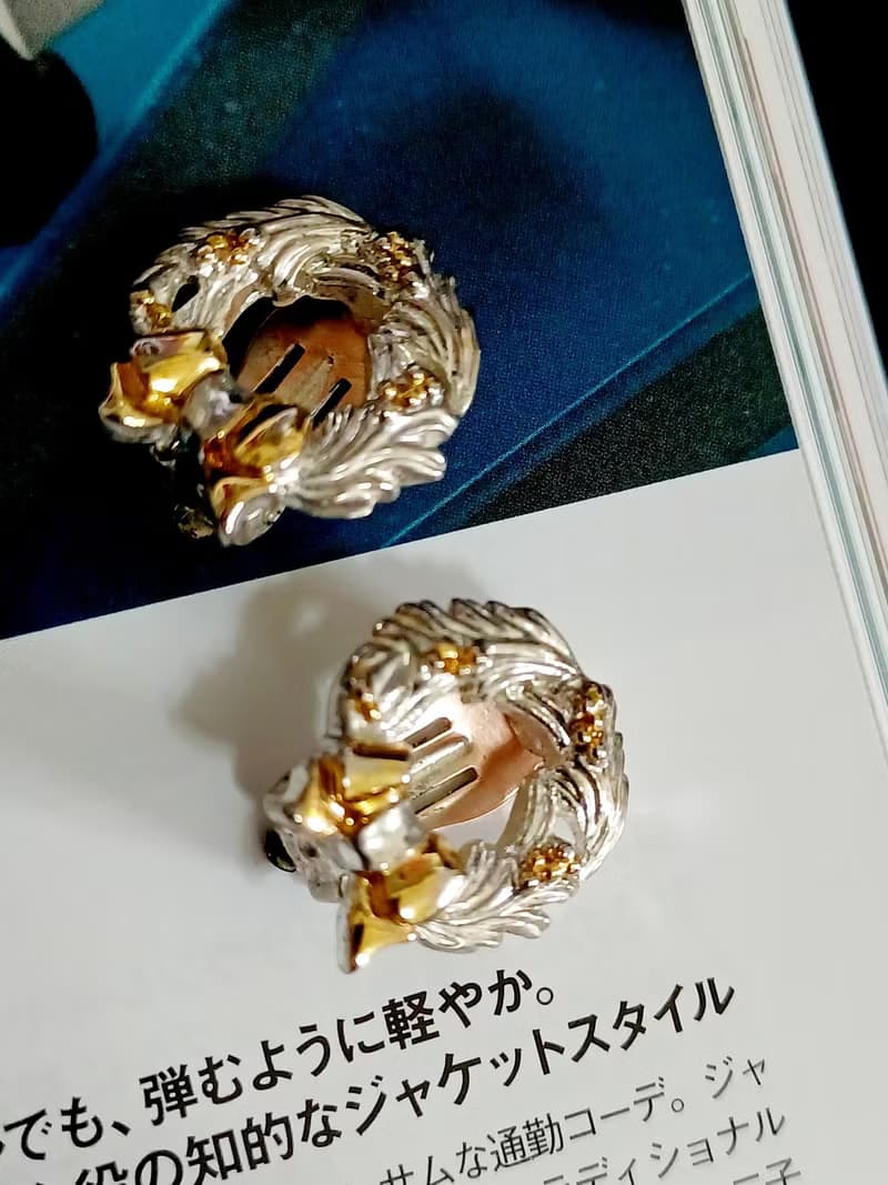 vintage jewelry  典雅精緻銀色花環 夾式耳環