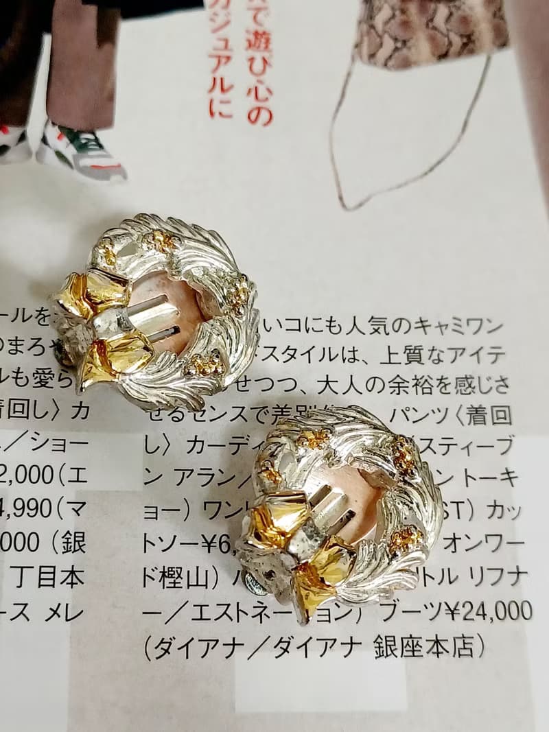 vintage jewelry  典雅精緻銀色花環 夾式耳環