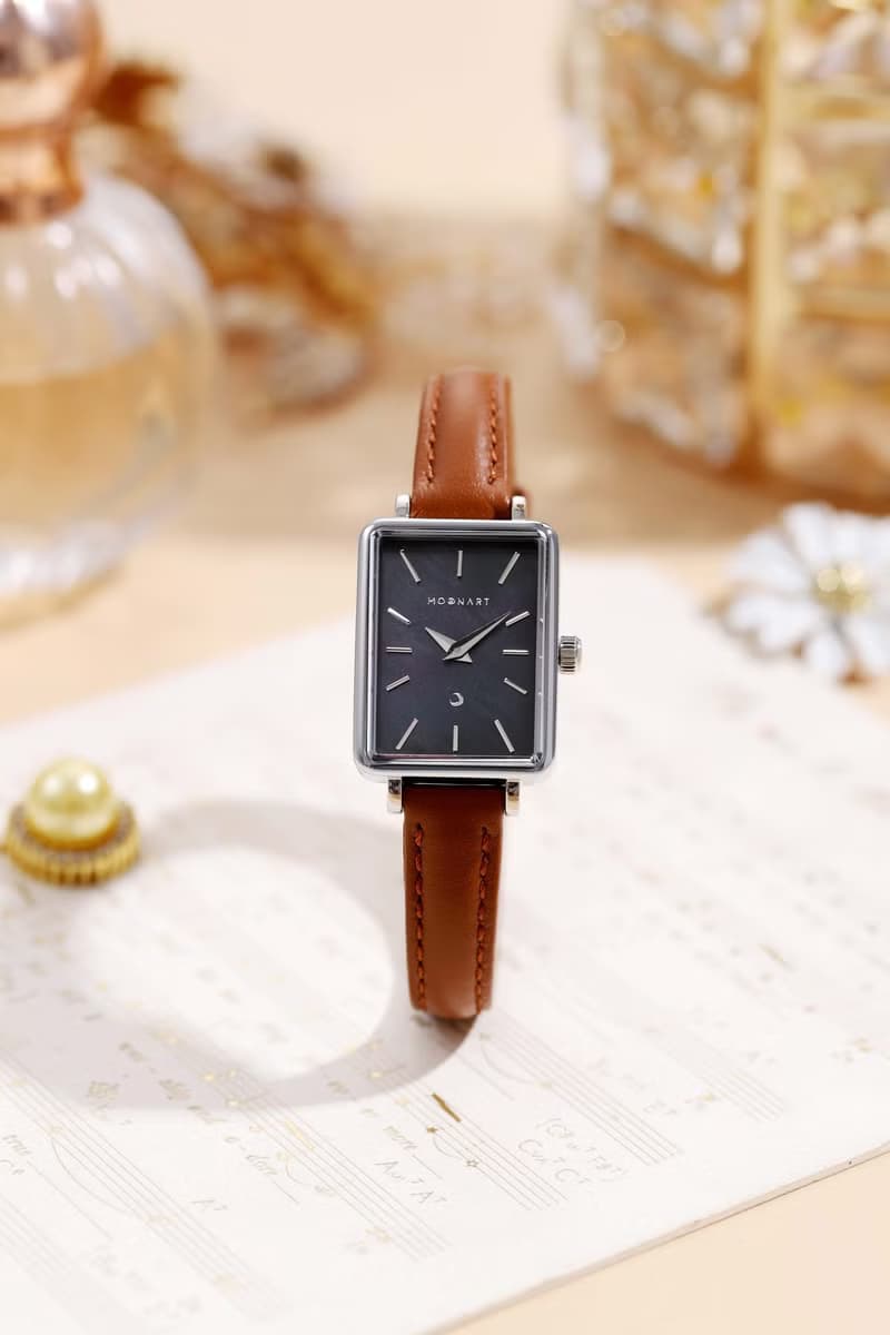 【MOONART】方型手錶 夢幻系列-天鵝(黑) 女裝珍珠貝藝術手錶