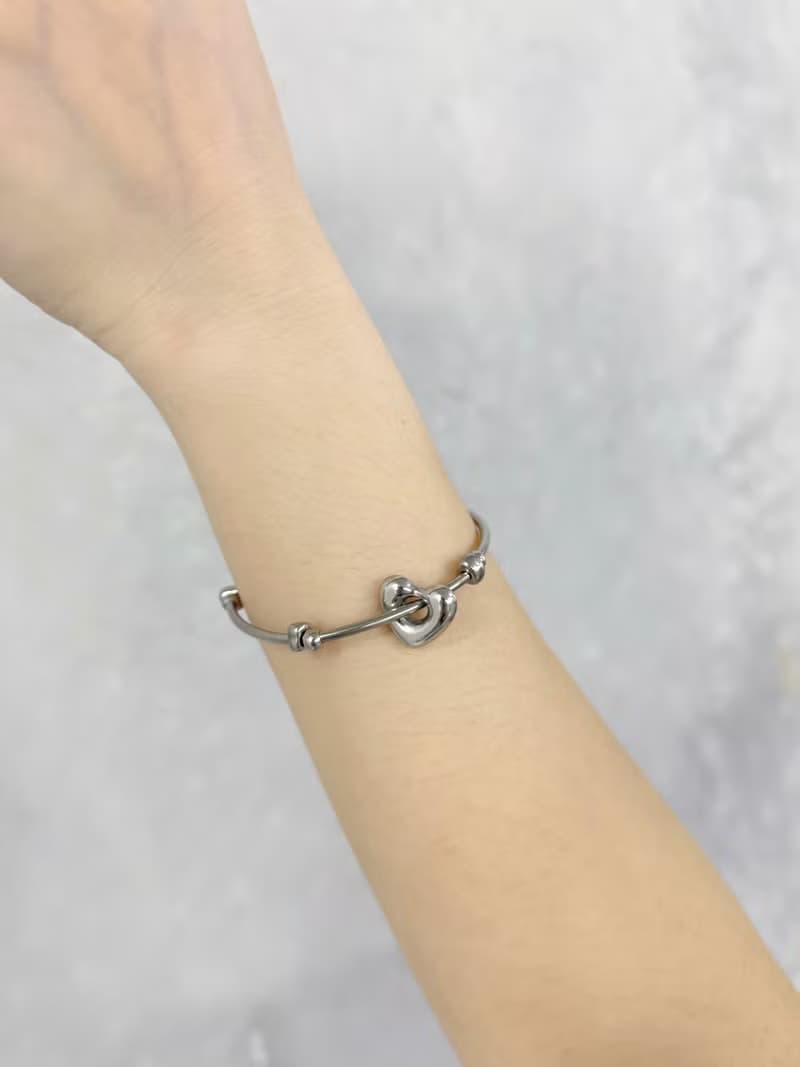 304不鏽鋼 銀月藍心 胎毛手鍊