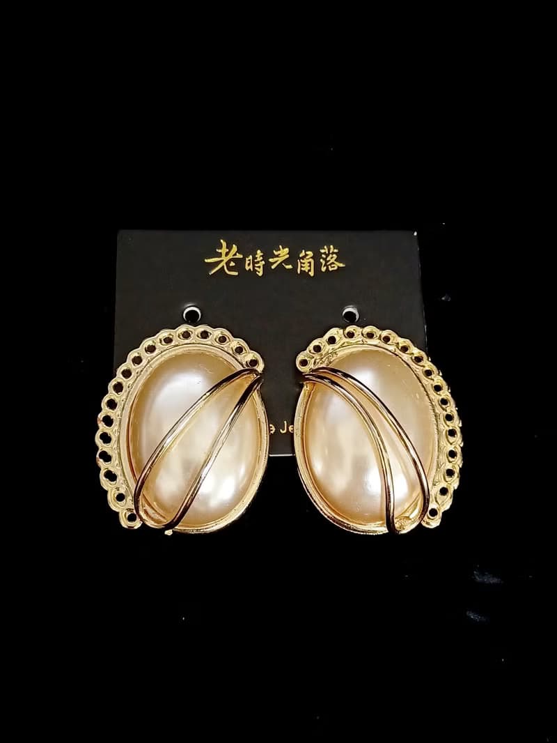vintage jewelry  華麗貴氣造型珍珠夾式耳環