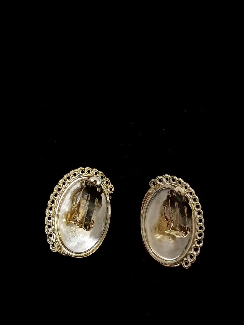 vintage jewelry  華麗貴氣造型珍珠夾式耳環