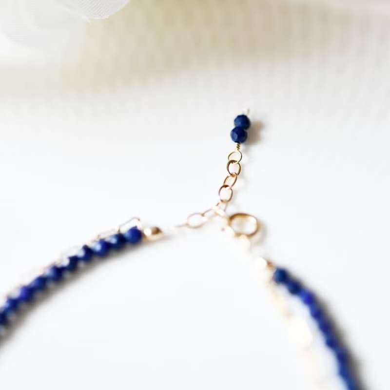 幸運と成功運UP、成功へ導く　ラピスラズリとデザインチェーンの2連ブレスレット  12月誕生石