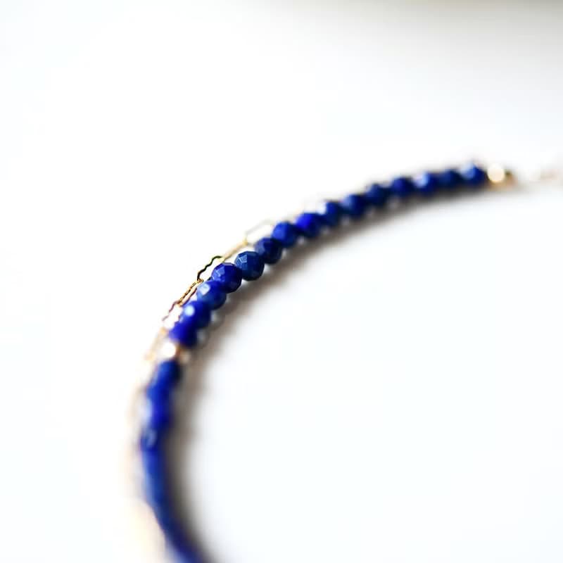 幸運と成功運UP、成功へ導く　ラピスラズリとデザインチェーンの2連ブレスレット  12月誕生石