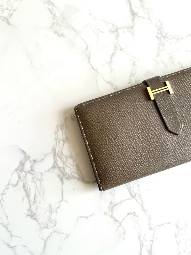 稀有古董包 Hermes棕灰金色 Bearn長夾 錢包 皮夾 中古包 二手包