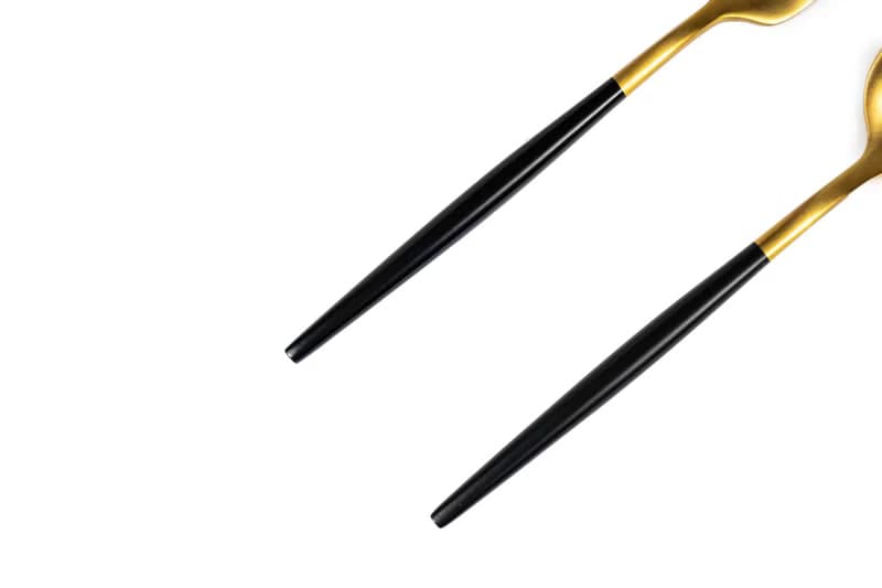 黑金色不鏽鋼甜品小匙小叉(一套2件)