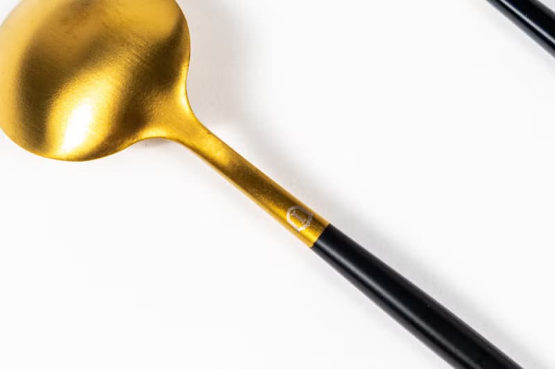 黑金色不鏽鋼甜品小匙小叉(一套2件)