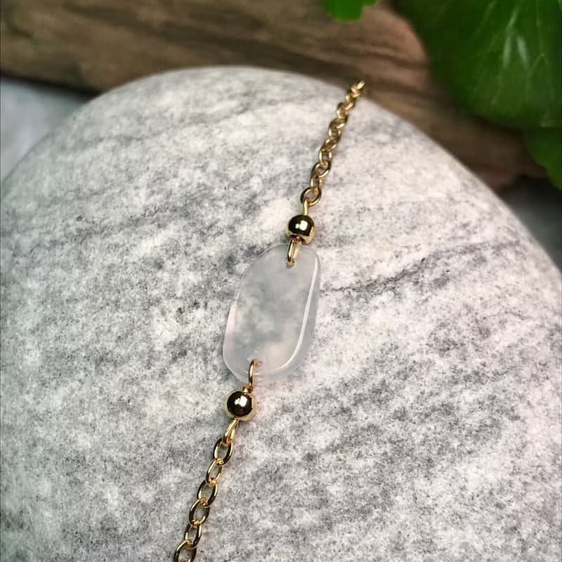 玻璃種翡翠隨形手鍊 14K包金 | 天然緬甸玉A貨翡翠 | 送禮