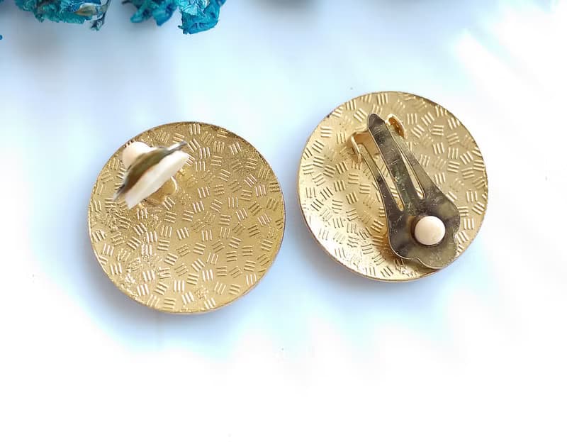 Vintage Jewelry 西洋古董飾品 紫色調 知性花卉 景泰藍 夾式耳環