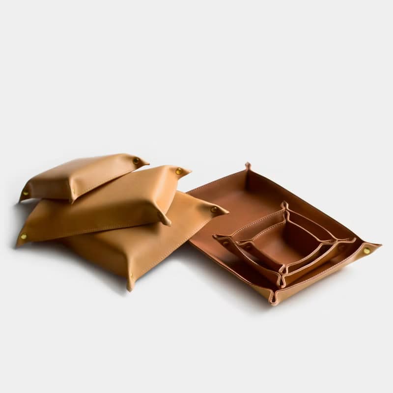 【環肥燕瘦的管家】棕色原色牛皮置物盤 皮革置物盒 托盤 TRAY