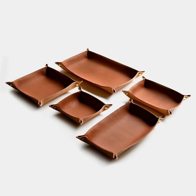【環肥燕瘦的管家】棕色原色牛皮置物盤 皮革置物盒 托盤 TRAY