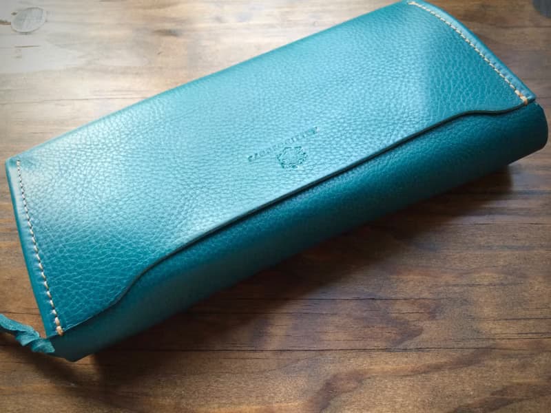 【即納品可能】イタリアンレザー＊カード12枚長財布 「series-envelope」ターコイズ