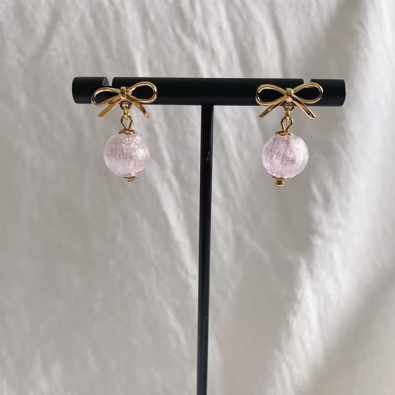 【Cinnamonmon 希娜夢夢 香氛飾品】粉嫩蝴蝶結 | 精油耳環