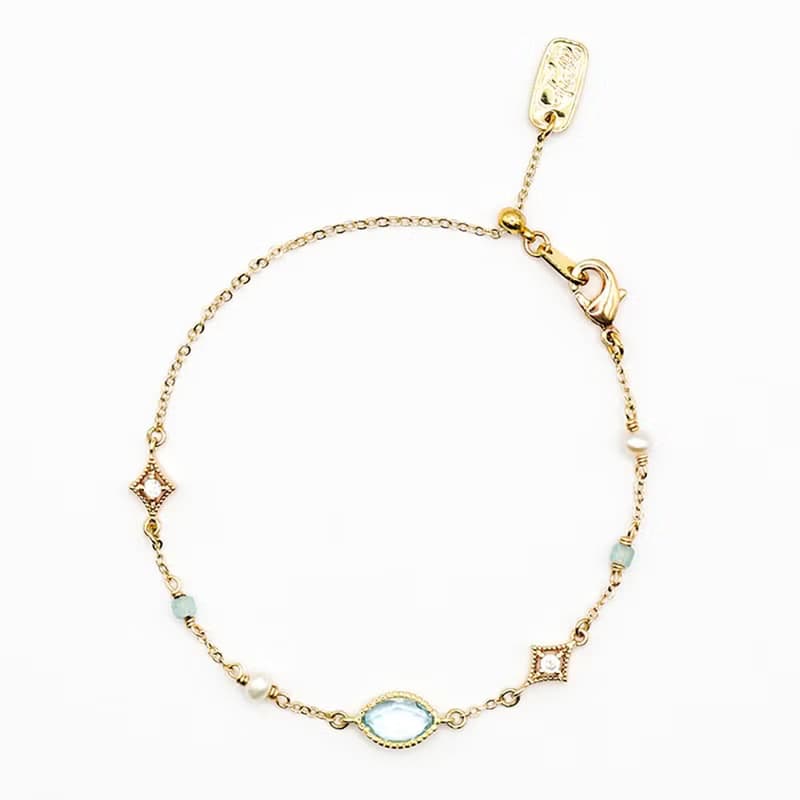 友情 x 托帕石 珍珠 磷灰石【公主的假日野餐。CINDERELLA】手鍊