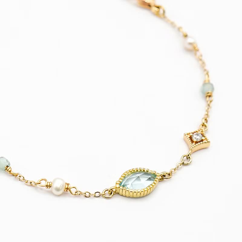 友情 x 托帕石 珍珠 磷灰石【公主的假日野餐。CINDERELLA】手鍊