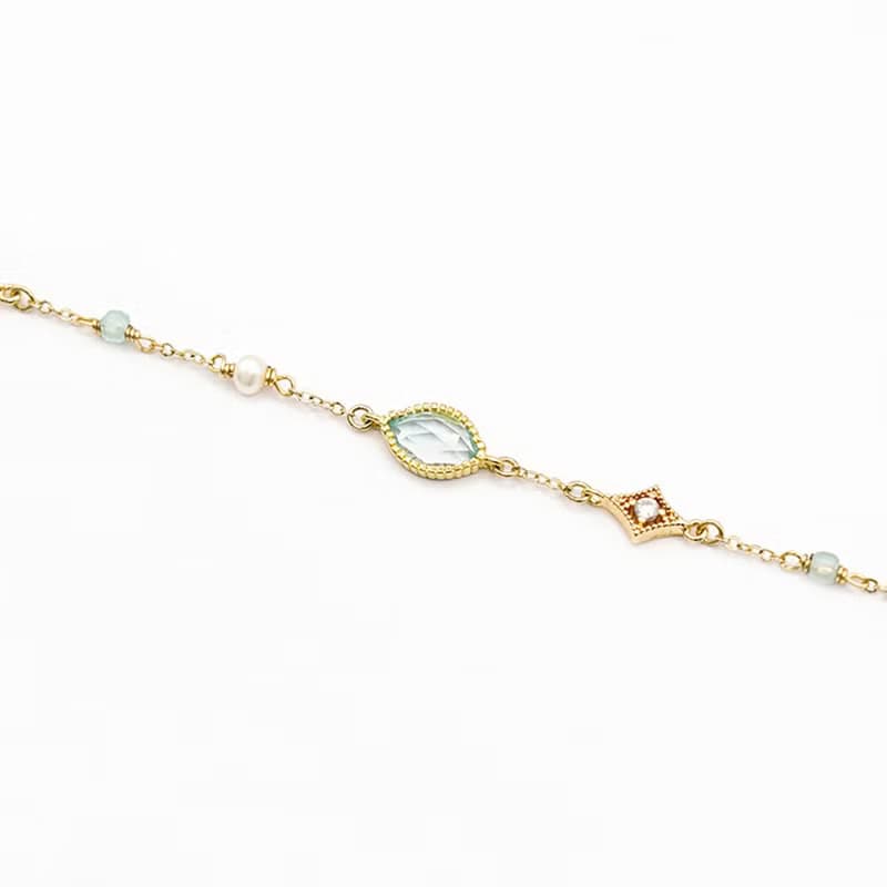 友情 x 托帕石 珍珠 磷灰石【公主的假日野餐。CINDERELLA】手鍊