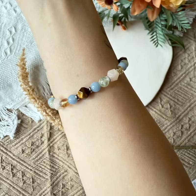 小清新黃兔毛貔貅彈性手鍊