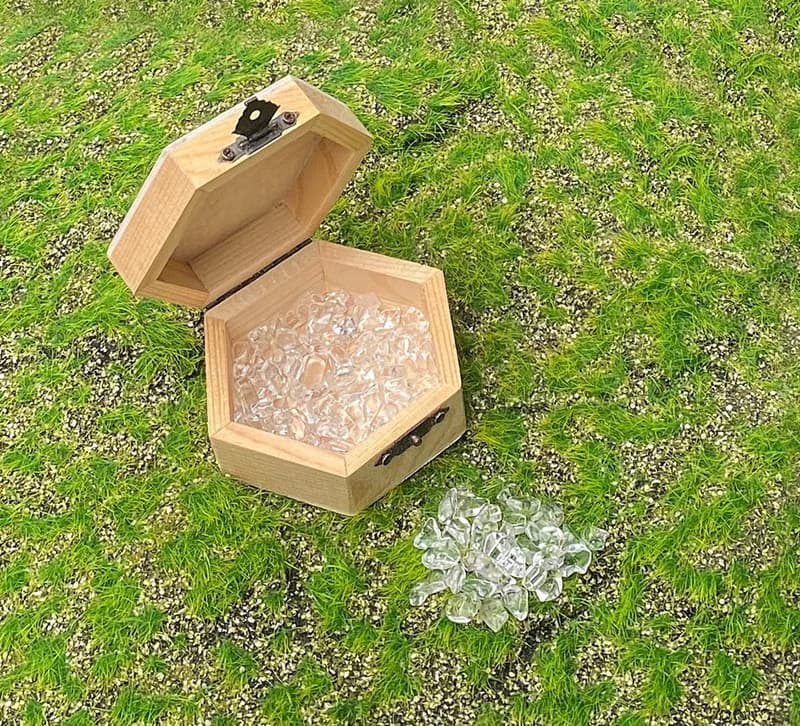 頂級AAA透亮大顆粒白水晶消磁石x天然NG微瑕小實木盒套組