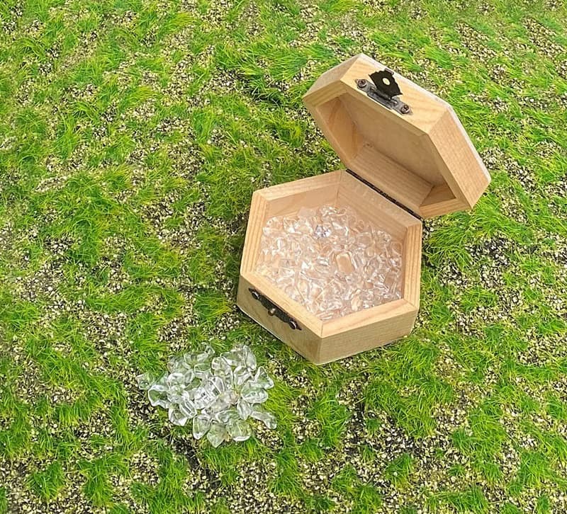 頂級AAA透亮大顆粒白水晶消磁石x天然NG微瑕小實木盒套組