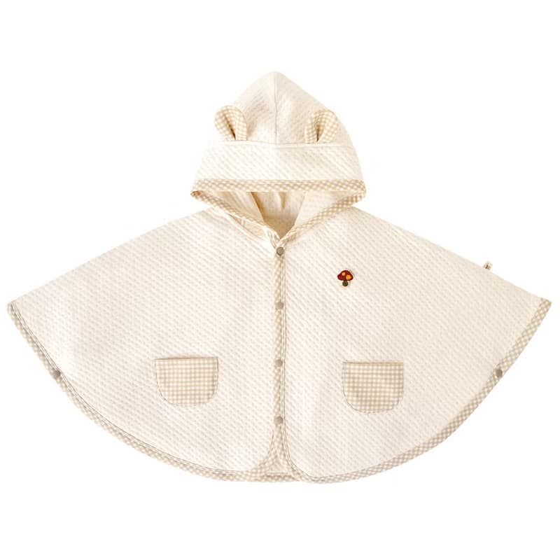 【SISSO有機棉】菇菇熊二重織空氣棉披風