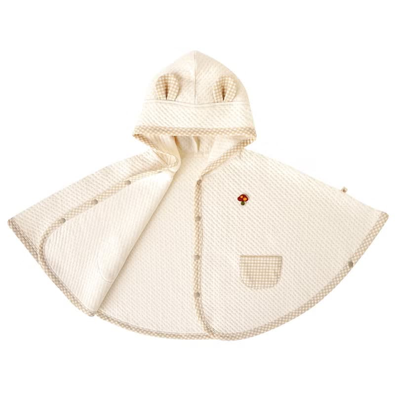 【SISSO有機棉】菇菇熊二重織空氣棉披風