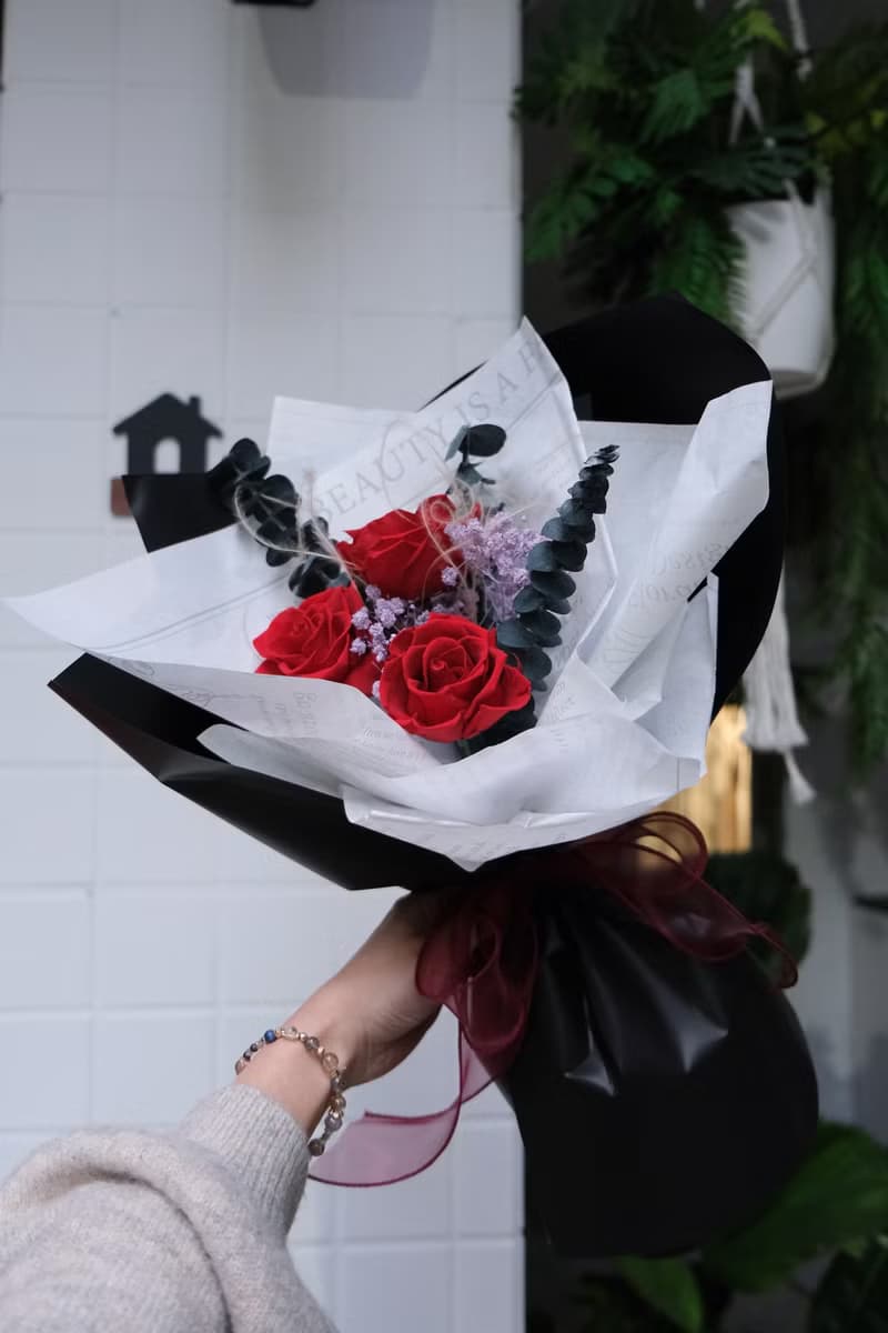 永生玫瑰花束 情人節 紅玫瑰