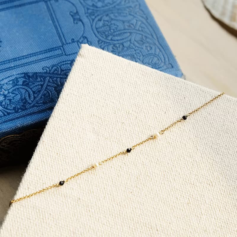 14K包金寶石手鍊-黑尖晶