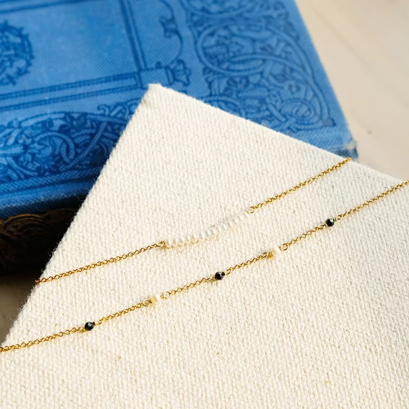 14K包金寶石手鍊-黑尖晶